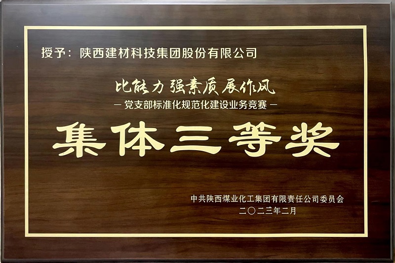 陜西建材科技公司榮獲“黨支部標準化規范化建設”類競賽三等獎及“優秀組織獎”