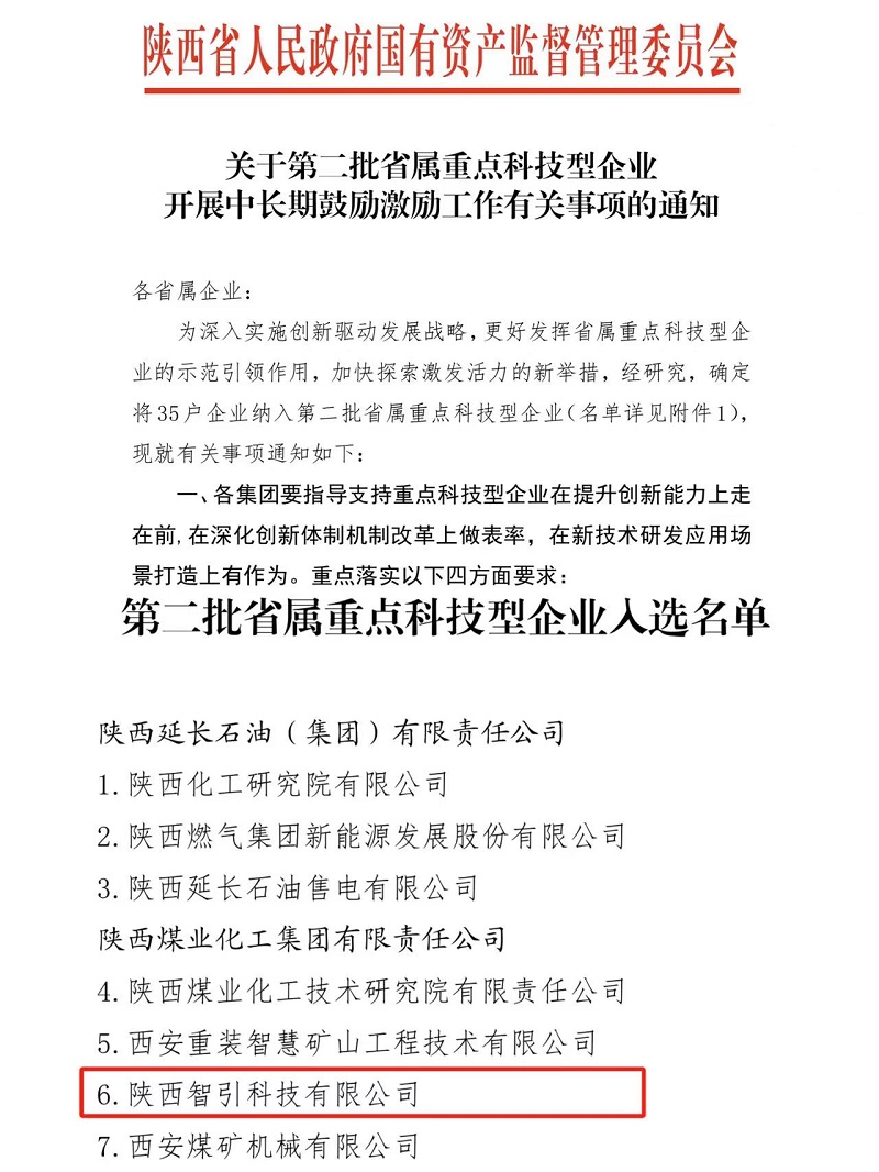 陜西建材科技智引公司成功入選第二批省屬重點科技型企業